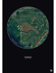 Affiche Venice – Poster vue satellite 5km Couleur | Gravura – Fond foncé