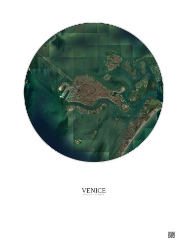 Affiche Venice – Poster vue satellite 5km Couleur | Gravura – Fond clair