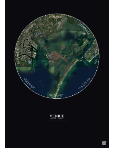 Affiche Venice – Poster vue satellite 10km Couleur | Gravura – Fond foncé