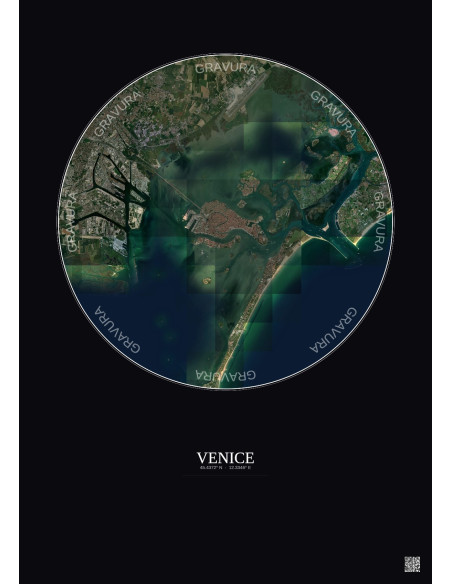 Affiche Venice – Poster vue satellite 10km Couleur | Gravura – Fond foncé