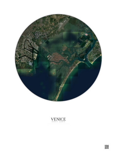 Affiche Venice – Poster vue satellite 10km Couleur | Gravura – Fond clair