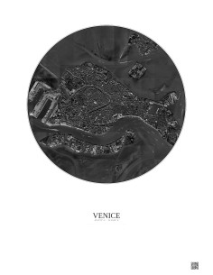 Affiche Venice – Poster vue satellite 2.5km N&B | Gravura – Fond clair