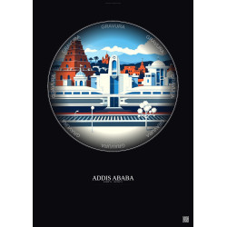 Affiche Addis Ababa – Poster illustration vintage – Addis Ababadjibouti Railway | Gravura – Fond foncé
