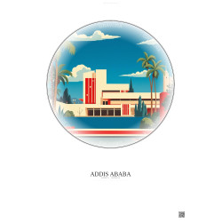 Affiche Addis Ababa – Poster illustration vintage – National Museum Of Ethiopia | Gravura – Fond clair