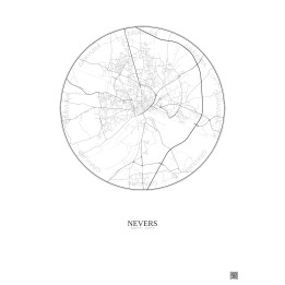 Affiche Nevers – Poster carte de ville 5km | Gravura – Fond clair