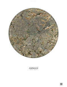 Affiche Amman – Poster vue satellite 10km Couleur | Gravura – Fond clair