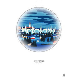 Affiche Helsinki – Poster illustration vintage – Helsinki Olympic Stadium | Gravura – Fond clair