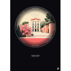 Affiche Ajaccio – Poster illustration vintage – Musee De La Maison Bonaparte | Gravura – Fond foncé