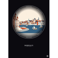 Affiche Bordeaux – Poster illustration vintage – Bordeaux | Gravura – Fond foncé