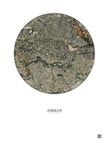 Amman Satellite View Poster 2.5km Color | Gravura – Light background