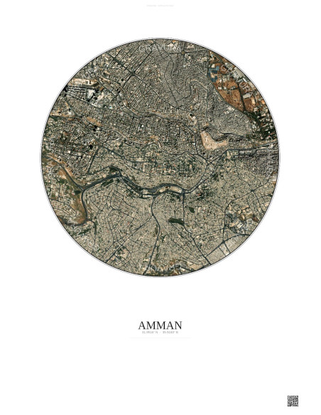 Amman Satellite View Poster 2.5km Color | Gravura – Light background