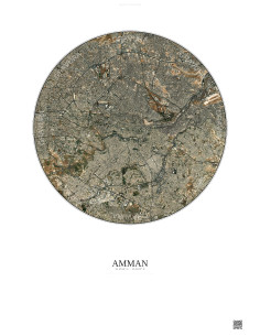 Affiche Amman – Poster vue satellite 6km Couleur | Gravura – Fond clair