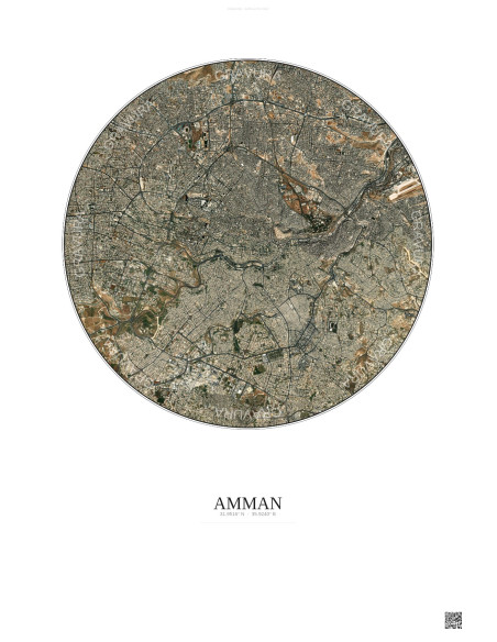 Amman Satellite View Poster 6km Color | Gravura – Light background