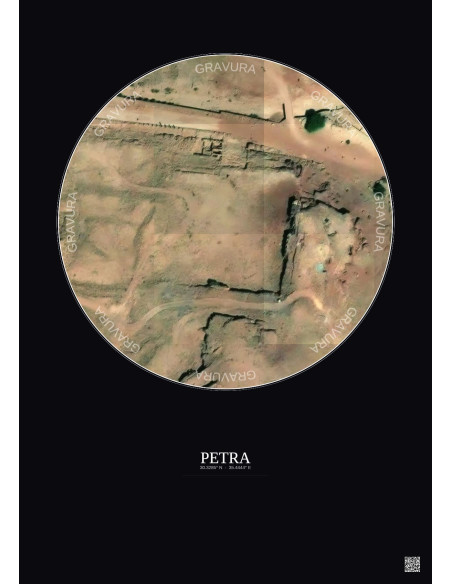 Affiche Petra – Poster vue satellite 0.1km Couleur | Gravura – Fond foncé