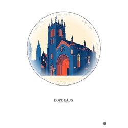 Affiche Bordeaux – Poster illustration vintage – Cathedrale Saint Andre De Bordeaux | Gravura – Fond clair