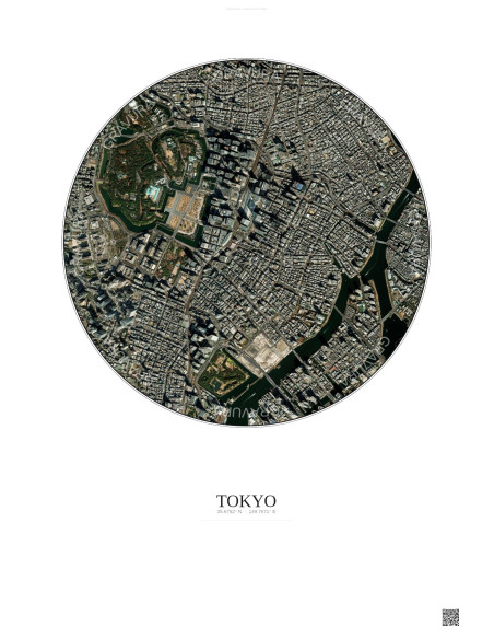 Affiche Tokyo – Poster vue satellite 2.5km Couleur | Gravura – Fond clair