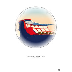 Affiche Clermont Ferrand – Poster illustration vintage – Stade Gabriel Montpied | Gravura – Fond clair