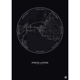 Pointe A Pitre City Map Poster 10km | Gravura – Dark background