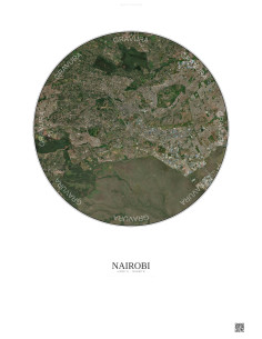 Affiche Nairobi – Poster vue satellite 10km Couleur | Gravura – Fond clair