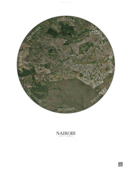 Affiche Nairobi – Poster vue satellite 10km Couleur | Gravura – Fond clair