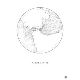 Affiche Pointe A Pitre – Poster carte de ville 20km | Gravura – Fond clair