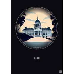 Affiche Lille – Poster illustration vintage – Palais Des Beaux Arts De Lille | Gravura – Fond foncé