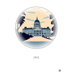 Affiche Lille – Poster illustration vintage – Palais Des Beaux Arts De Lille | Gravura – Fond clair