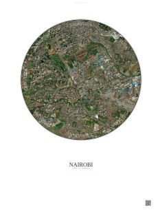 Affiche Nairobi – Poster vue satellite 2.5km Couleur | Gravura – Fond clair