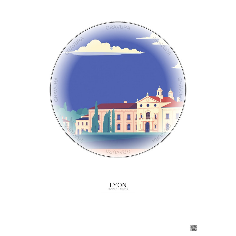Lyon Vintage Travel Poster – Museum Of Fine Arts Of Lyon | Gravura – Light background