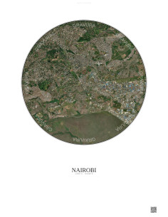 Affiche Nairobi – Poster vue satellite 6km Couleur | Gravura – Fond clair