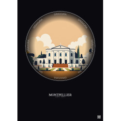 Affiche Montpellier – Poster illustration vintage – Musee Fabre | Gravura – Fond foncé