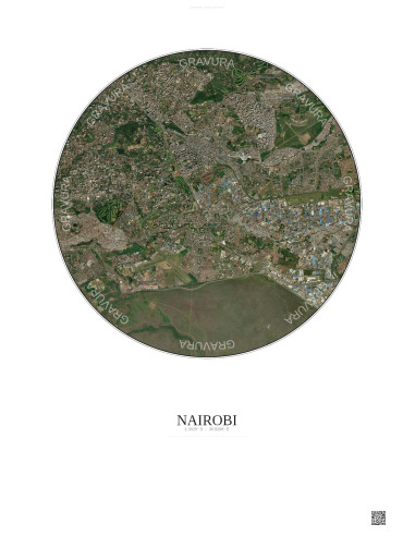Affiche Nairobi – Poster vue satellite 6km Couleur | Gravura – Fond clair