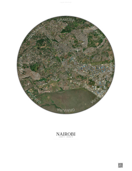 Affiche Nairobi – Poster vue satellite 6km Couleur | Gravura – Fond clair