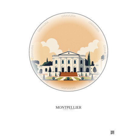 Affiche Montpellier – Poster illustration vintage – Musee Fabre | Gravura – Fond clair