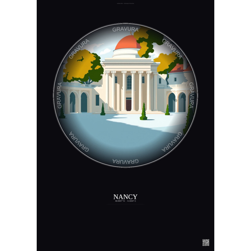 Affiche Nancy – Poster illustration vintage – Museum Of Fine Arts Of Nancy | Gravura – Fond foncé