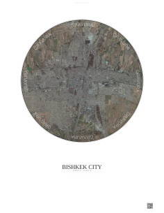 Affiche Bishkek City – Poster vue satellite 10km Couleur | Gravura – Fond clair