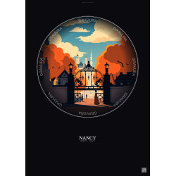 Affiche Nancy – Poster illustration vintage – Nancy | Gravura – Fond foncé