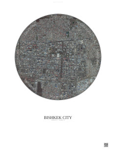 Affiche Bishkek City – Poster vue satellite 2.5km Couleur | Gravura – Fond clair