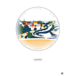 Affiche Nantes – Poster illustration vintage – Nantes | Gravura – Fond clair