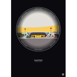 Affiche Nantes – Poster illustration vintage – Stade De La Beaujoire | Gravura – Fond foncé