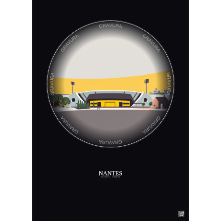 Affiche Nantes – Poster illustration vintage – Stade De La Beaujoire | Gravura – Fond foncé