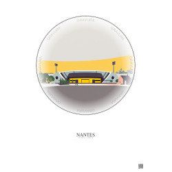 Affiche Nantes – Poster illustration vintage – Stade De La Beaujoire | Gravura – Fond clair