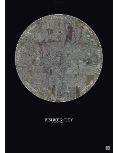 Bishkek City Satellite View Poster 6km Color | Gravura – Dark background