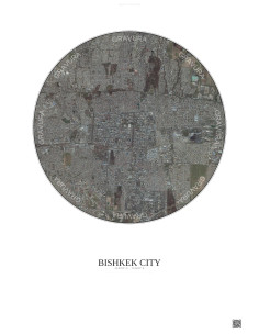 Affiche Bishkek City – Poster vue satellite 6km Couleur | Gravura – Fond clair