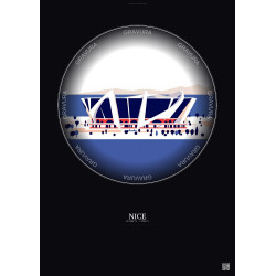 Affiche Nice – Poster illustration vintage – Allianz Riviera | Gravura – Fond foncé