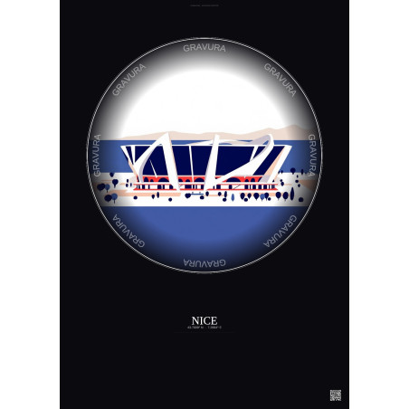Affiche Nice – Poster illustration vintage – Allianz Riviera | Gravura – Fond foncé