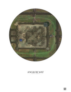 Affiche Angkor Wat – Poster vue satellite 0.1km Couleur | Gravura – Fond clair