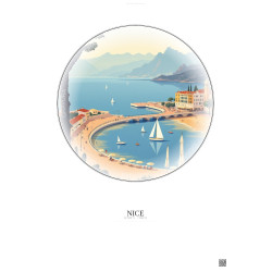 Affiche Nice – Poster illustration vintage – Nice | Gravura – Fond clair