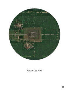 Affiche Angkor Wat – Poster vue satellite 0.5km Couleur | Gravura – Fond clair