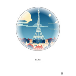 Affiche Paris – Poster illustration vintage – Eiffel Tower | Gravura – Fond clair